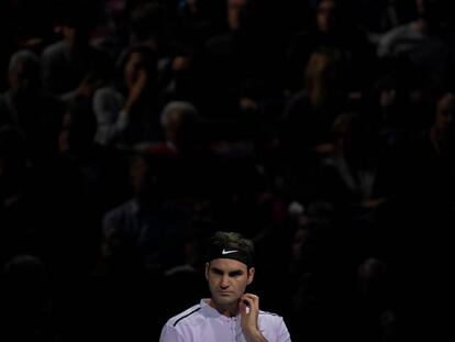 Federer, despu&eacute;s de perder contra Goffin en el O2.