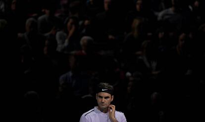 Federer, despu&eacute;s de perder contra Goffin en el O2.