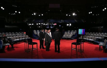 Plat&oacute; del debate en la Universidad de Hofstra, en Nueva York. 
 