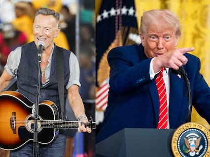 Combo de fotografías de archivo donde aparecen el músico Bruce Springsteen y el presidente de Estados Unidos, Donalds Trump.