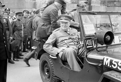 Winston Churchill in Berlin in 1945.
