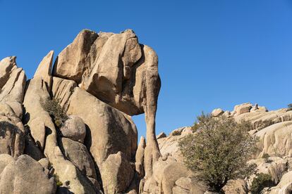 La roca de granito conocida como El Elefantito de La Pedriza, en el parque nacional de la Sierra de Guadarrama. 