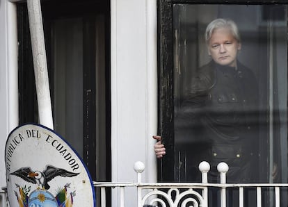 Julian Assange, at the Ecuador embassy in London.