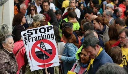 Manifestación contra el fracking en Medina de Pomar (Burgos).