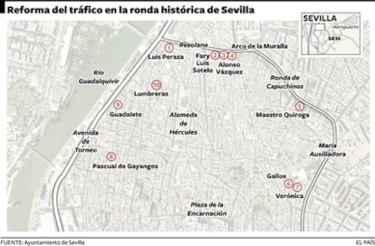 Cambio de sentido en 10 calles del centro de Sevilla.