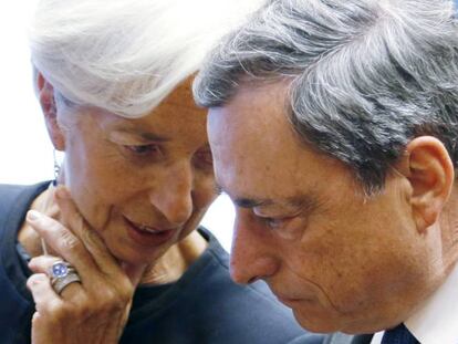 La directora del FMI, Christine Lagarde, y el presidente del BCE, Mario Draghi.