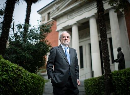 Santiago Muñoz Machado, director de la Real Academia Española y del 'Diccionario histórico', este martes en la sede de la RAE, en Madrid.
