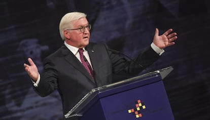 Frank-Walter Steinmeier, durante un discurso este martes en Maguncia.