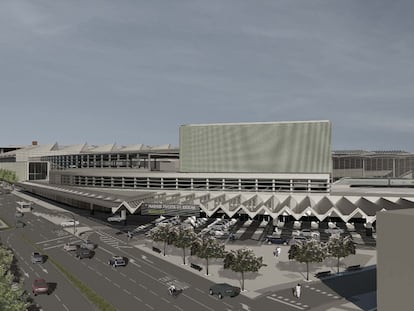 Recreación de una de las fachadas de la futura estación pasante de Madrid-Puerta de Atocha.