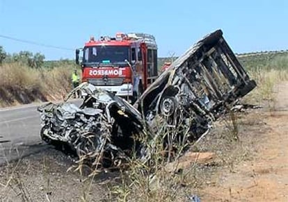 Imagen del accidente del viernes cerca de Ribera del Fresno.