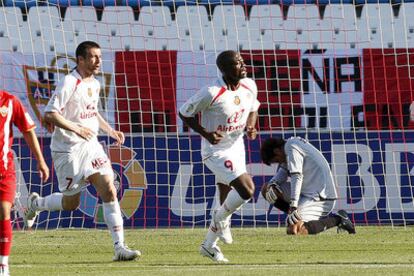 Webó celebra su gol ante el Almería.