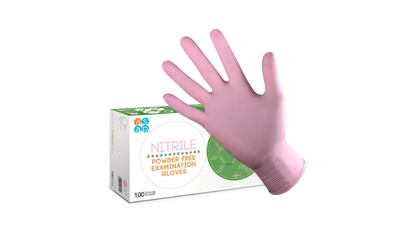 Paquete de 100 guantes de nitrilo rosas