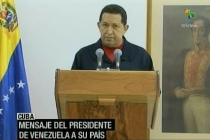Un momento del discurso de Hugo Chávez.