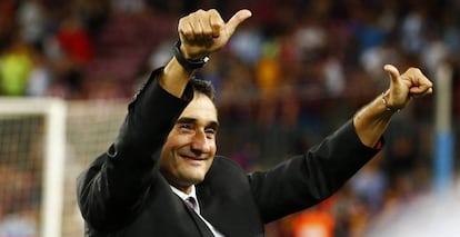 Valverde festeja la Supercopa de 2015 ante el Barça.