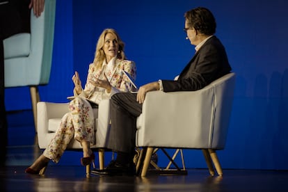 Helle Thorning-Schmidt, ex primera ministra de Dinamarca, en conversacin con Michael Stott, editor para Amrica Latina y el Caribe de Financial Times,?durante el foro.