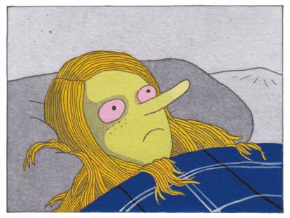 Megg, la deprimida bruja protagonista de la serie de historietas 'Megg, Mogg y Búho', de Simon Hanselmann.