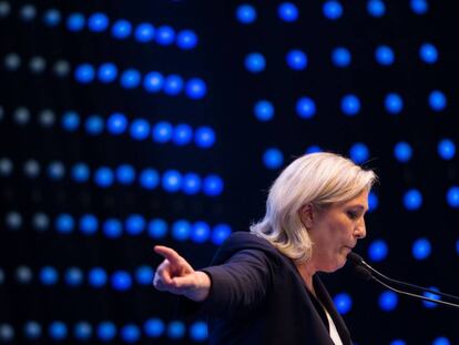 Marine Le Pen, l&iacute;der del Frente Nacional, durante una intervenci&oacute;n reciente en una reuni&oacute;n de partidos de extrema derecha.