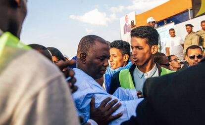 El opositor Biram Dah Abeid, en un mitin en marzo en Nuakchot (Mauritania).
