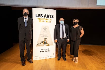 Pablo Font de Mora, Jesús Iglesias y Raquel Tamarit, en el Palau de les Arts.