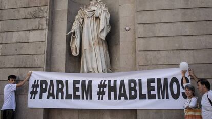 Un grupo de manifestantes en Barcelona.
