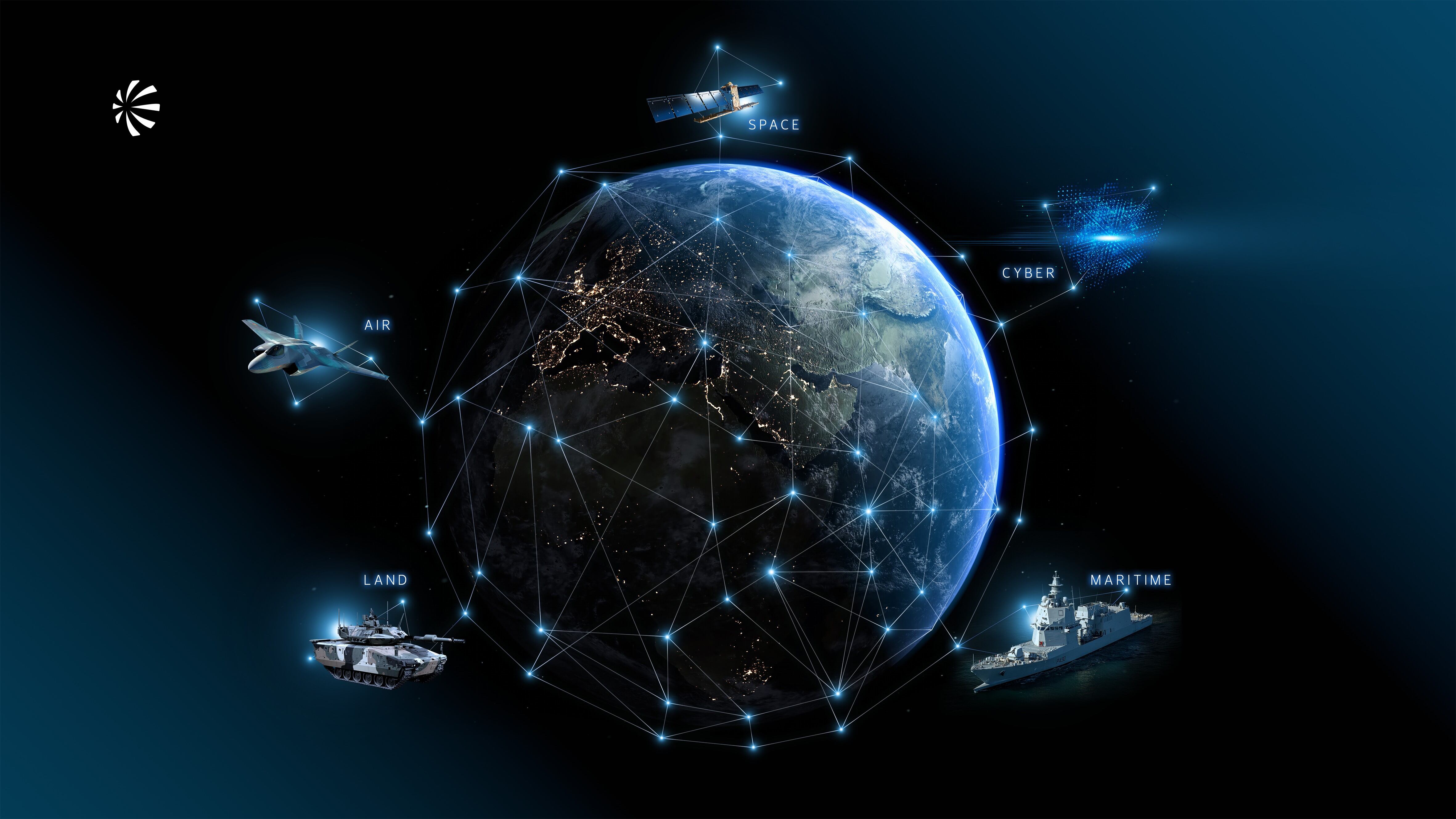Recreación del proyecto Michelangelo Domo de la empresa de defensa italiana Leonardo.