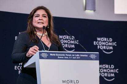 Marisol Argueta, directora para Am&eacute;rica Latina del Foro Econ&oacute;mico Mundial, durante la apertura del evento en Buenos Aires.