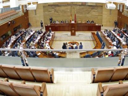 El hemiciclo de la Asamblea de Madrid visto desde la tribuna de invitados. 