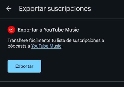 Google Podcast exportar a YouTube