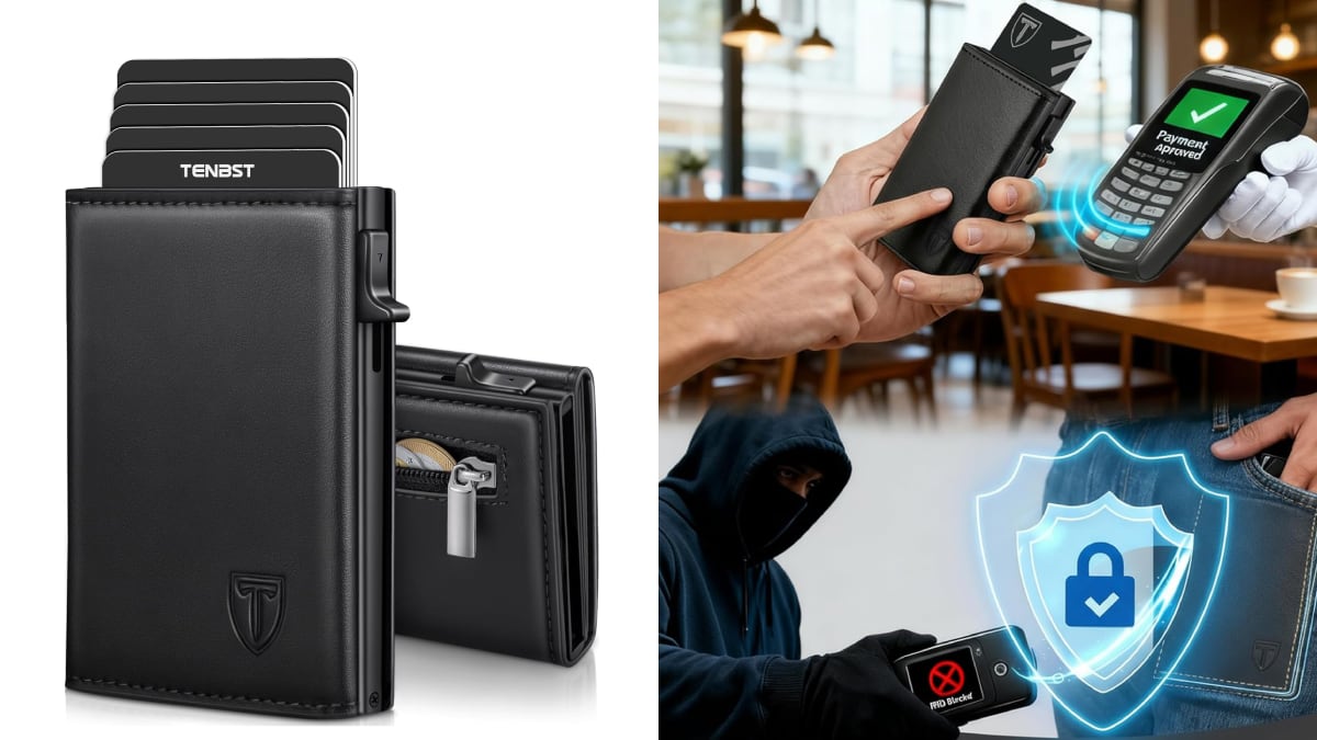 Cartera con bloqueo RFID disponible en varios colores y patrones de diseño.