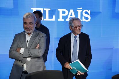 El alcaldable de Barcelona por el PSC, Jaume Collboni, y Xavier Trias, de Trias per Barcelona.