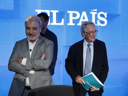 El alcaldable de Barcelona por el PSC, Jaume Collboni, y Xavier Trias, de Trias per Barcelona.