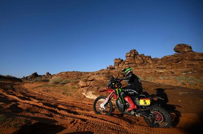 Joan Barreda durante la etapa del Dakar de este miércoles.