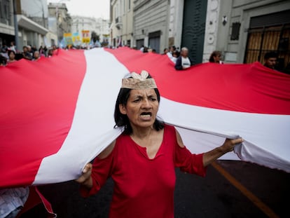 Protestas en Perú contra la presidenta, Dina Boluarte, en Lima el pasado jueves.