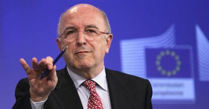 El comisario de Competencia, Joaquín Almunia, en Bruselas.