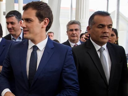 Albert Rivera, en la Asamblea Nacional venezolana, este martes.  