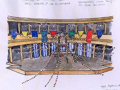 Boceto de la escenografía de Els Comediants para 'La verbena de la Paloma'.