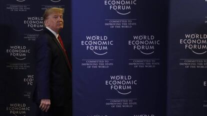 El presidente de EE UU, Donald Trump, el miércoles tras una de las conferencias en el Foro Económico Mundial, en Davos.