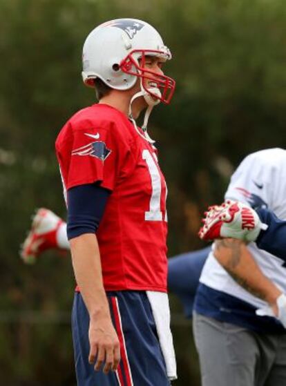Tom Brady, durante el entrenamiento del jueves.