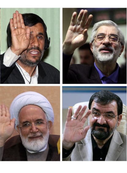 Ahmadineyad, Rezai, Karrubi y Musavi.