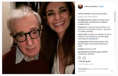 <p><span><strong>¿Quienes son?</strong> Woody Allen, uno de los creadores más influyentes del siglo XX y prolífico director de 47 películas, y Mariló Montero, una de las presentadoras más polémicas de Televisión Española durante su tiempo frente al programa 'La mañana de la 1', entre 2009 y 2016. <span><strong>¿Cuándo fue?</strong> En la Navidad de 2016. Montero estaba en la ciudad para acompañar a su hija Rocío Crusset, que se había establecido allí para impulsar su carrera de modelo. <strong>¿Dónde coincidieron?</strong>En el café Carlyle, donde la presentadora acudió a un concierto del director, que toca allí el clarinete. <strong>¿Alguna anécdota más?</strong> Llaman la atención los comentarios, que muestran las horas bajas de popularidad que atraviesa el director tras el escándalo Weinstein: "¡Una foto con Woody no me la hago yo ni loca!". </span></p>