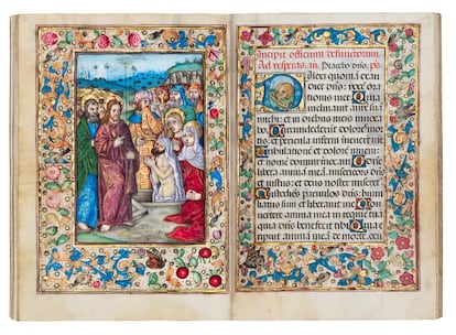 La escena bíblica de la Resurrección de Lázaro, en el 'Libro de horas Gralla'.