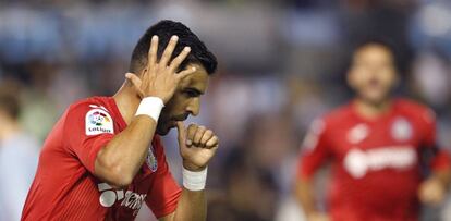 Ángel Rodríguez celebra el gol que le dio un punto al Getafe en Vigo.