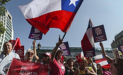 Manifestação contra a reforma constitucional chilena, no sábado passado.