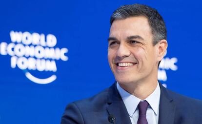 Pedro Sánchez, durante una sesión del Foro Económico de Davos en enero de 2019