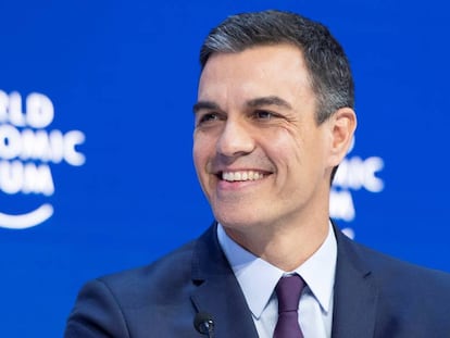 Pedro Sánchez, durante una sesión del Foro Económico de Davos en enero de 2019