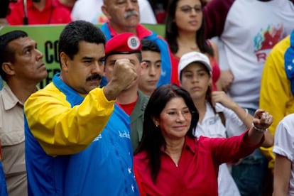 Nicolás Maduro e Cilia Flores em um evento em Caracas.