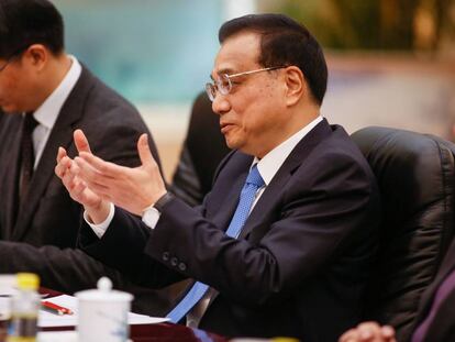 El primer ministro chino Li Keqiang durante una reuni&oacute;n en Pek&iacute;n.