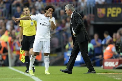 Marcelo habla con Ancelotti 