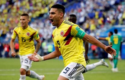 Falcao García celebra el gol de Colombia frente a Senegal.
