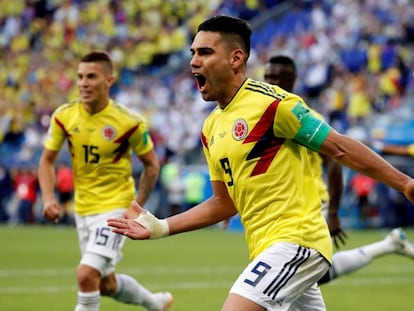 Falcao García celebra el gol de Colombia frente a Senegal.
